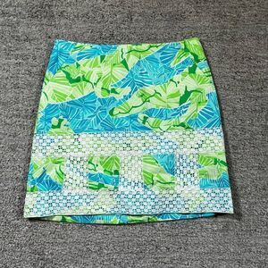 Lilly Pulitzer Turquoise Gator Alley Overlay Patterned Mini Skirt
